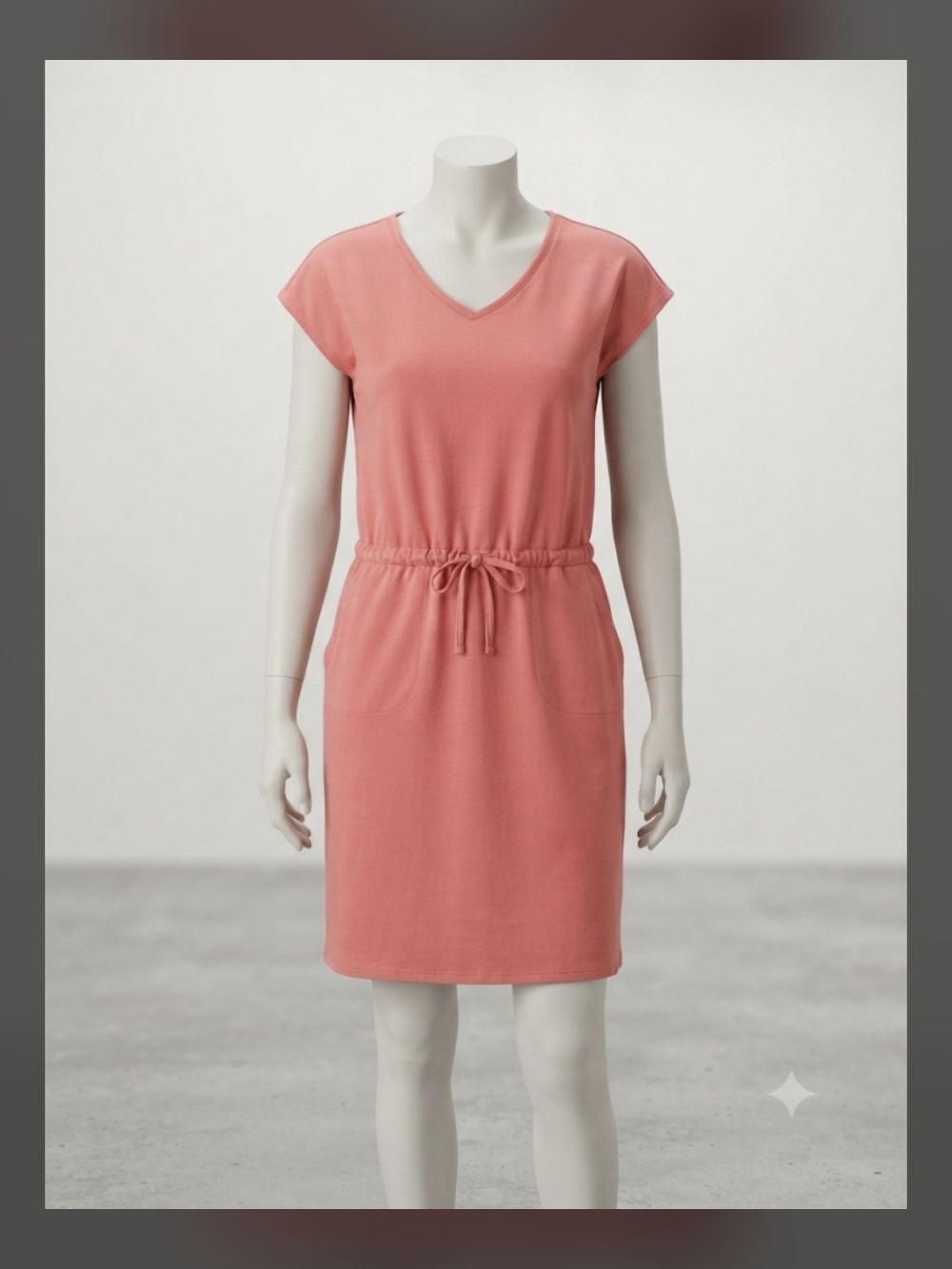 32 Degrees Coral Pink Drawstring Waist Mini Dress